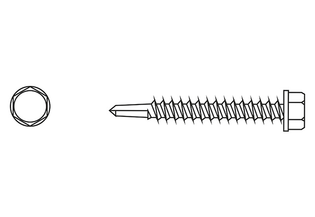 Hexagon head drilling screw with tapping screw thread DIN 7504K